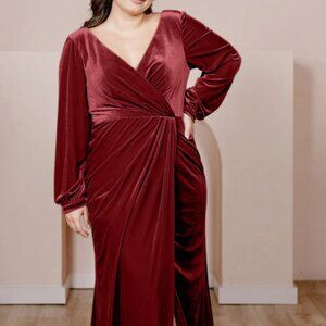 Elegant Burgundy Velvet Dress
